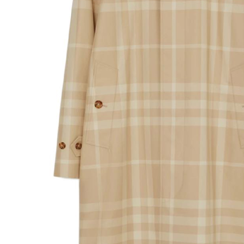 Burberry SS23 Check Single-Breasted Pocket Coat Men’s Soft Beige Brown 80686601 圖 7