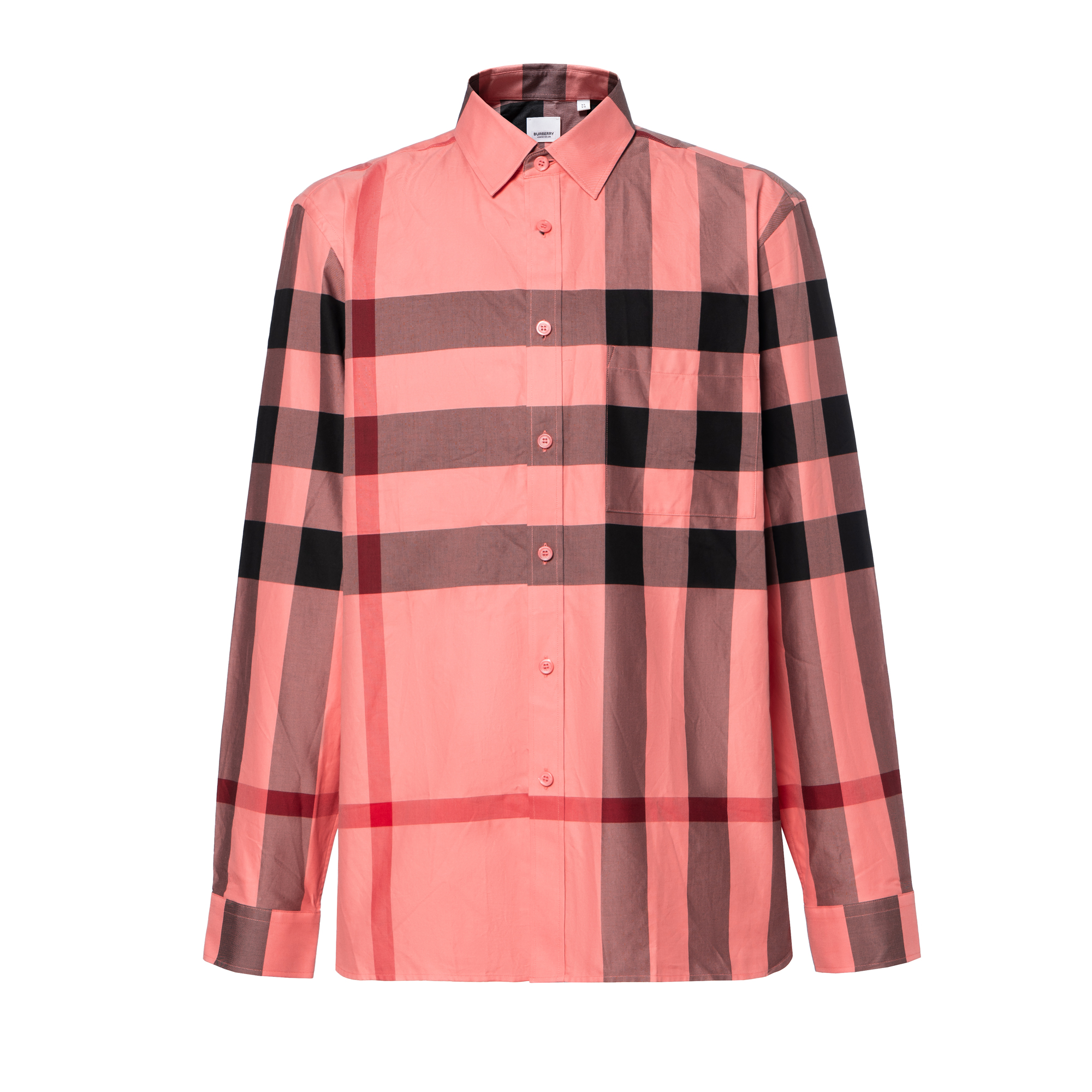 Buy Burberry SS23 Checkered Collar Single-Breasted Long-Sleeve Shirt Pink Mens. 80715351