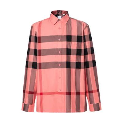 Burberry SS23 Checkered Collar Single-Breasted Long-Sleeve Shirt Pink Mens. 80715351