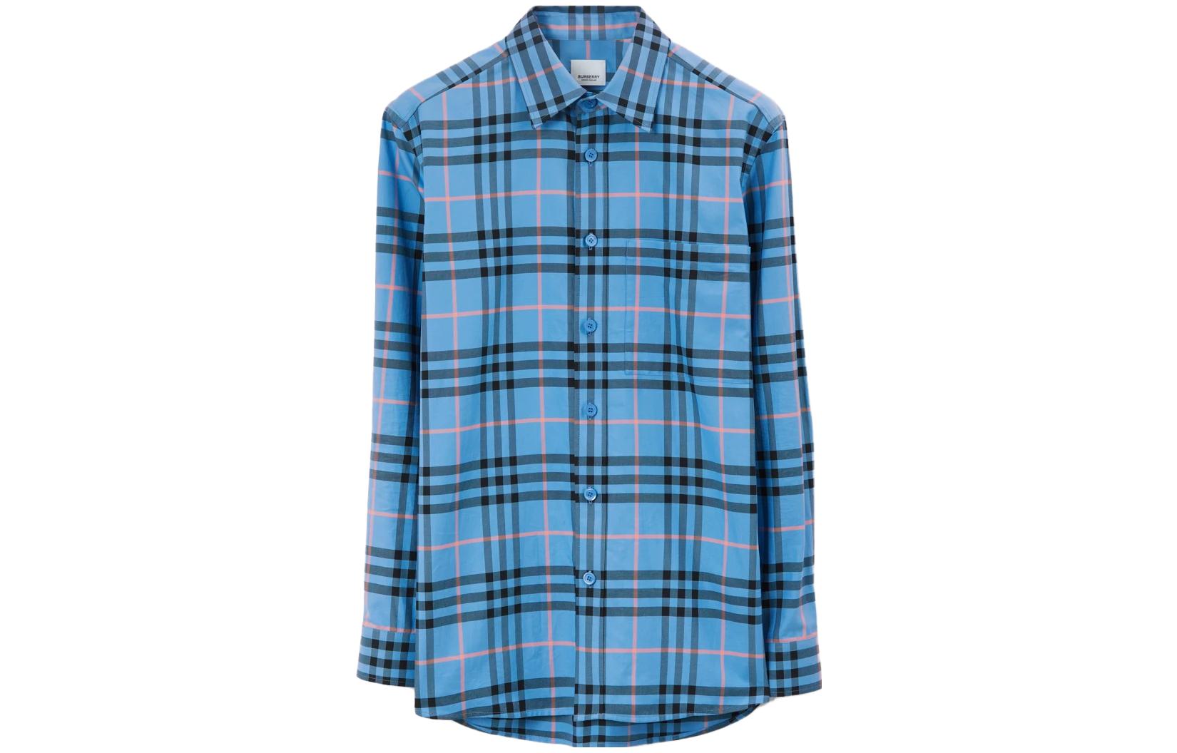 Burberry SS23 Checkered Cotton Single-Breasted Long Sleeve Shirt Blue Men’s 80715221 圖 2