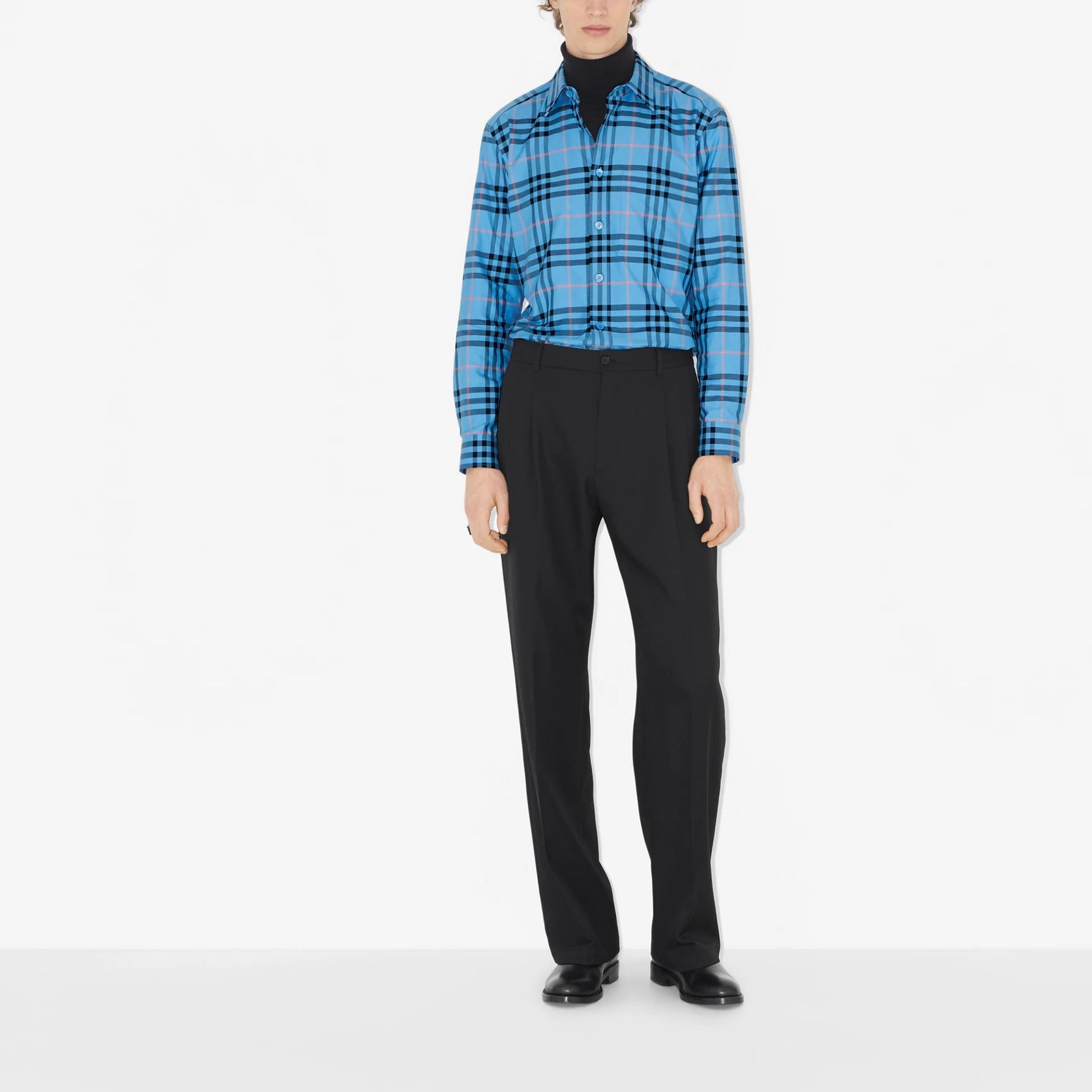 Burberry SS23 Checkered Cotton Single-Breasted Long Sleeve Shirt Blue Men’s 80715221 圖 3