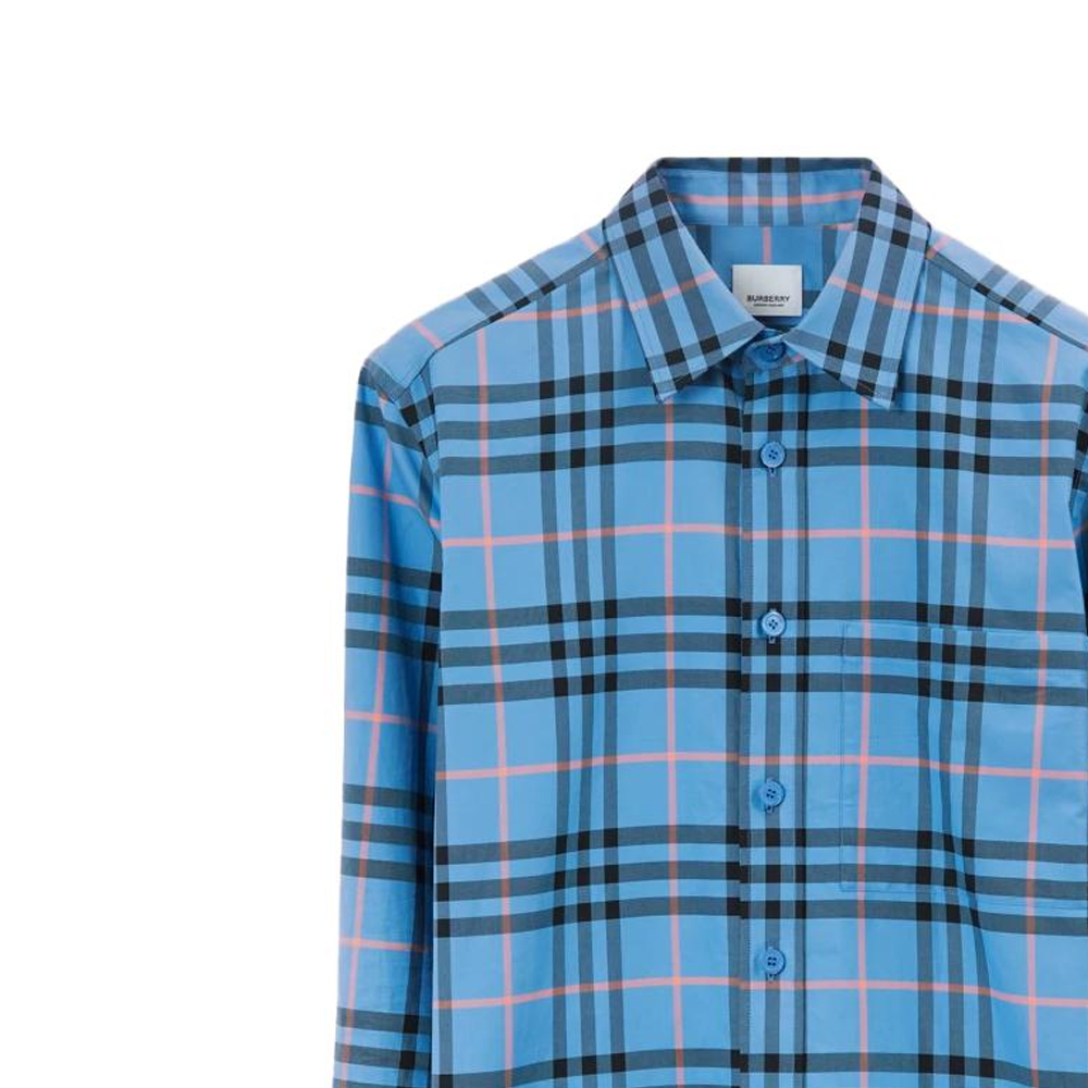 Burberry SS23 Checkered Cotton Single-Breasted Long Sleeve Shirt Blue Men’s 80715221 圖 6