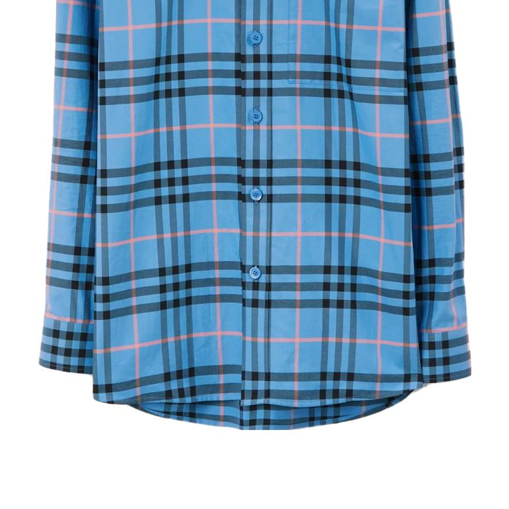Burberry SS23 Checkered Cotton Single-Breasted Long Sleeve Shirt Blue Men’s 80715221 圖 7
