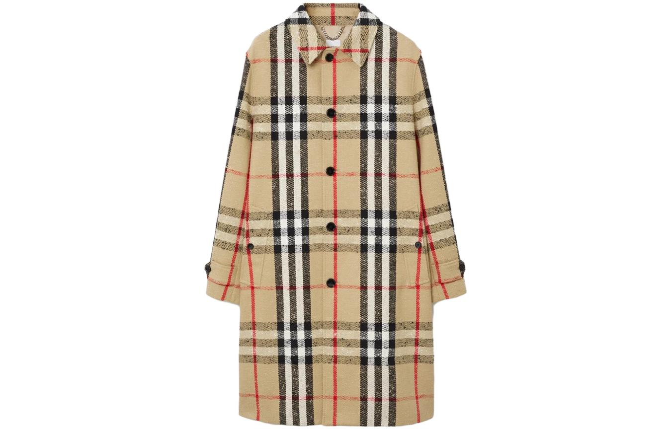 Buy Burberry SS23 Mantel Trench Kotak-Kotak Single-Breasted Beige - Gaya 80647981