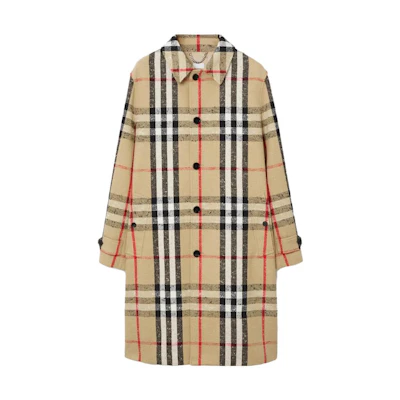 Burberry SS23 Checkered Single-Breasted Trench Coat Beige - Style 80647981