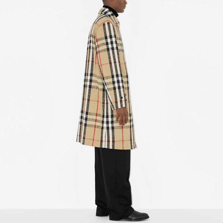 Purchase Burberry SS23 Mantel Trench Kotak-Kotak Single-Breasted Beige - Gaya 80647981