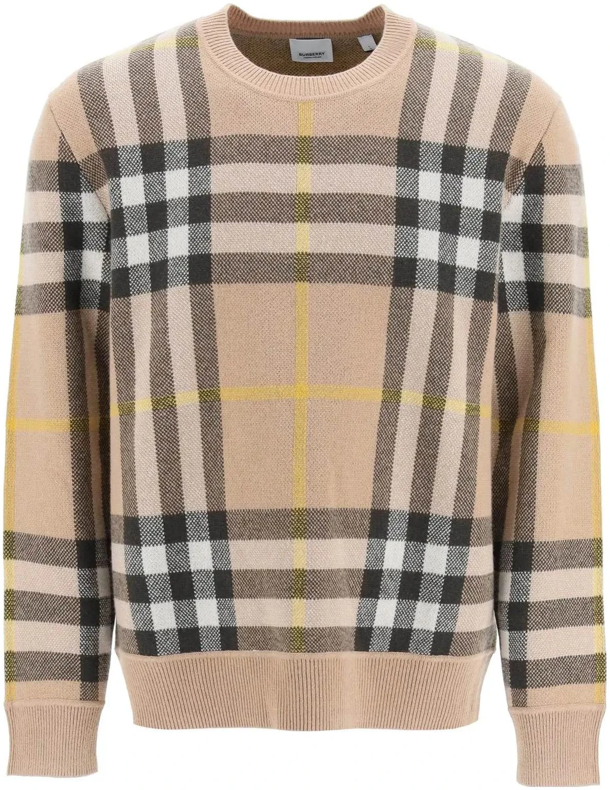 burberry-ss-23-classic-check-print-crewneck-long-sleeve-sweater-men-s-khaki-8054920-b2412