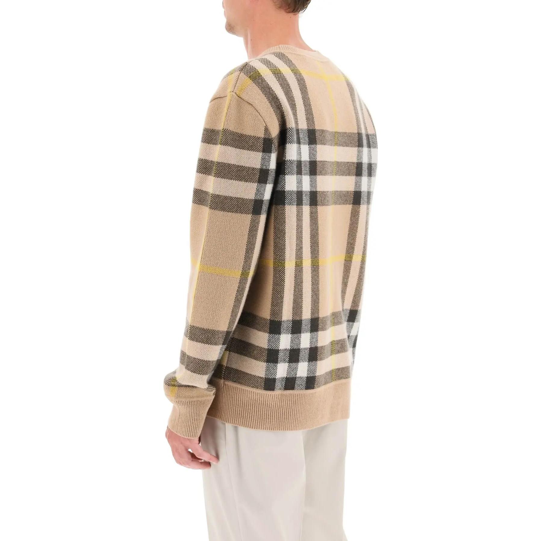 Purchase Burberry SS23 Classic Check Print Crewneck Long Sleeve Sweater Men’s Khaki 8054920-B2412