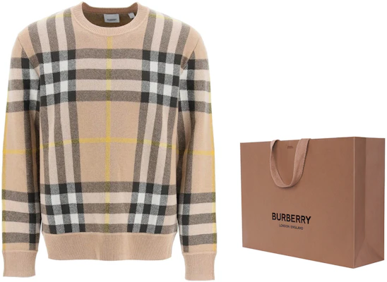 Burberry SS23 Classic Check Print Crewneck Long Sleeve Sweater Men’s Khaki 8054920-B2412 Details for Burberry SS23 Classic Check Print Crewneck Long Sleeve Sweater Men’s Khaki 8054920-B2412