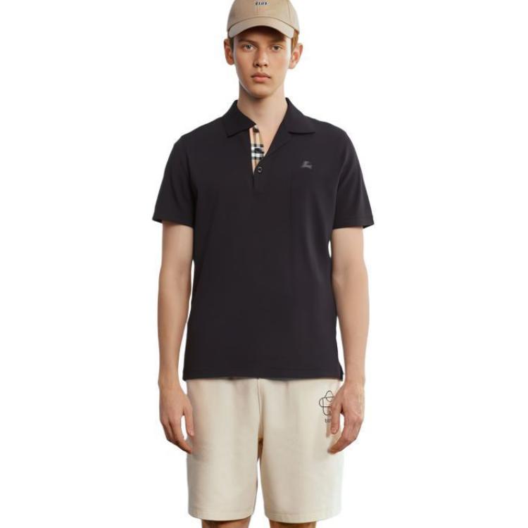 Shop Burberry SS23 Polo Negro con Logo Clásico Bordado. 80675821
