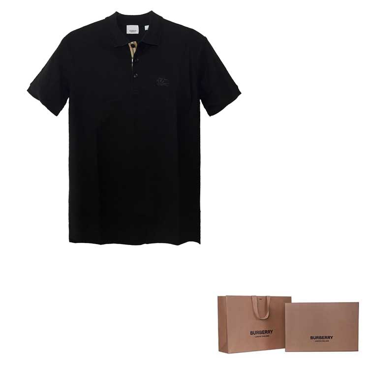 Cheap Burberry SS23 Polo Negro con Logo Clásico Bordado. 80675821