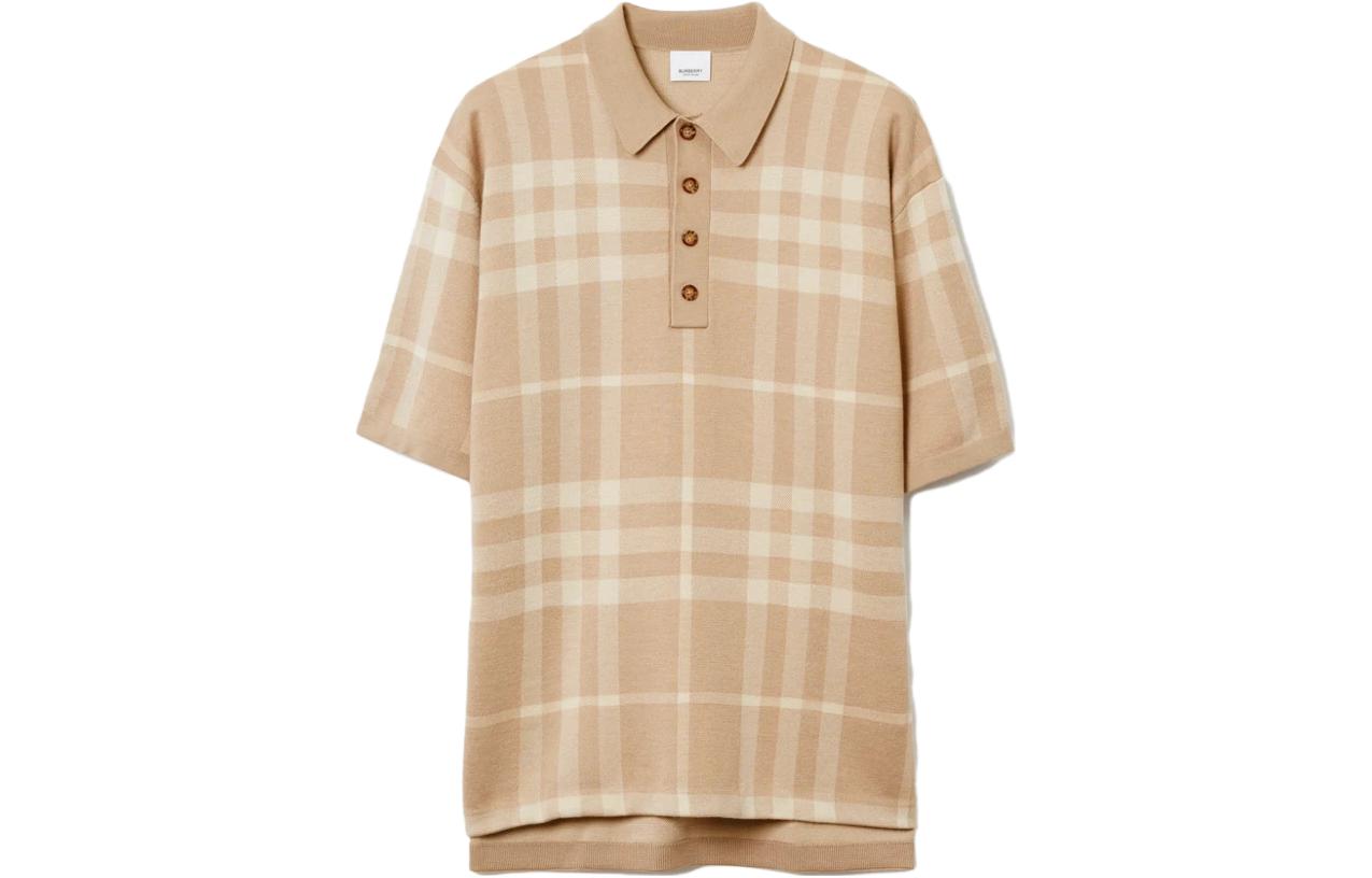 Burberry SS23 Colorblock Check Jacquard Half-Placket Short-Sleeve Polo Shirt Men 80684821