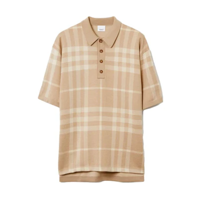Burberry SS23 Colorblock Check Jacquard Half-Placket Short-Sleeve Polo Shirt Men 80684821