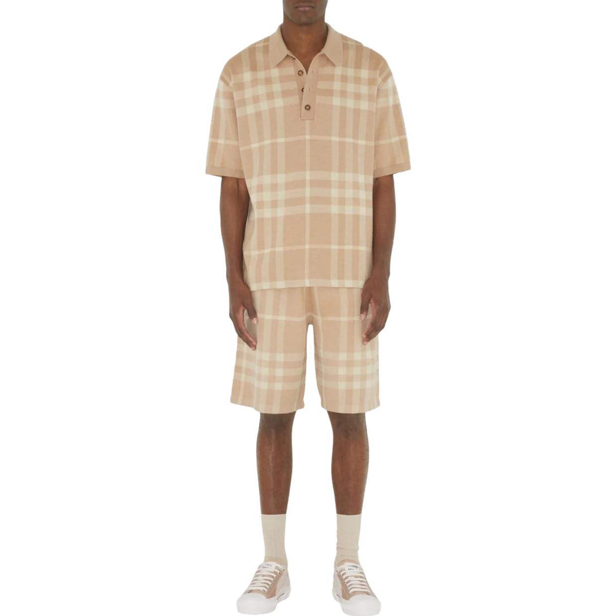 Lookbook バーバリー SS23 カラーブロック チェック ジャカード ハーフプラケット 半袖ポロシャツ メンズ 80684821