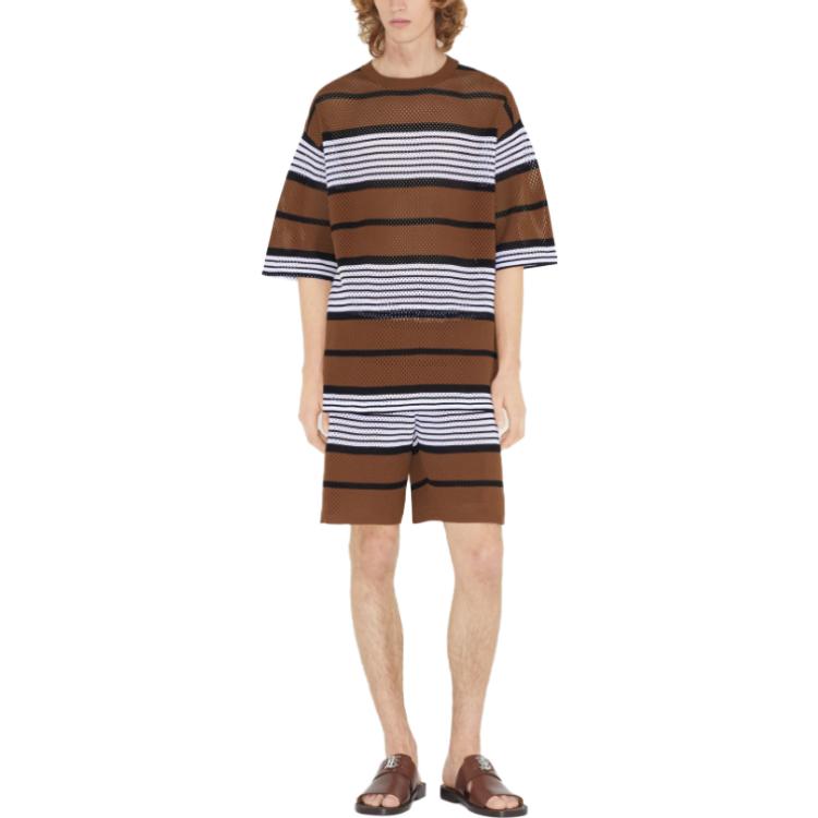 Burberry SS23 Contrast Striped 3/4 Sleeve T-Shirt Men’s Dark Birch Brown. 80678851 圖 4