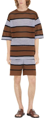 博柏利 SS23 男款深桦棕撞色条纹七分袖T恤 80678851 Shop 博柏利 SS23 男款深桦棕撞色条纹七分袖T恤 80678851