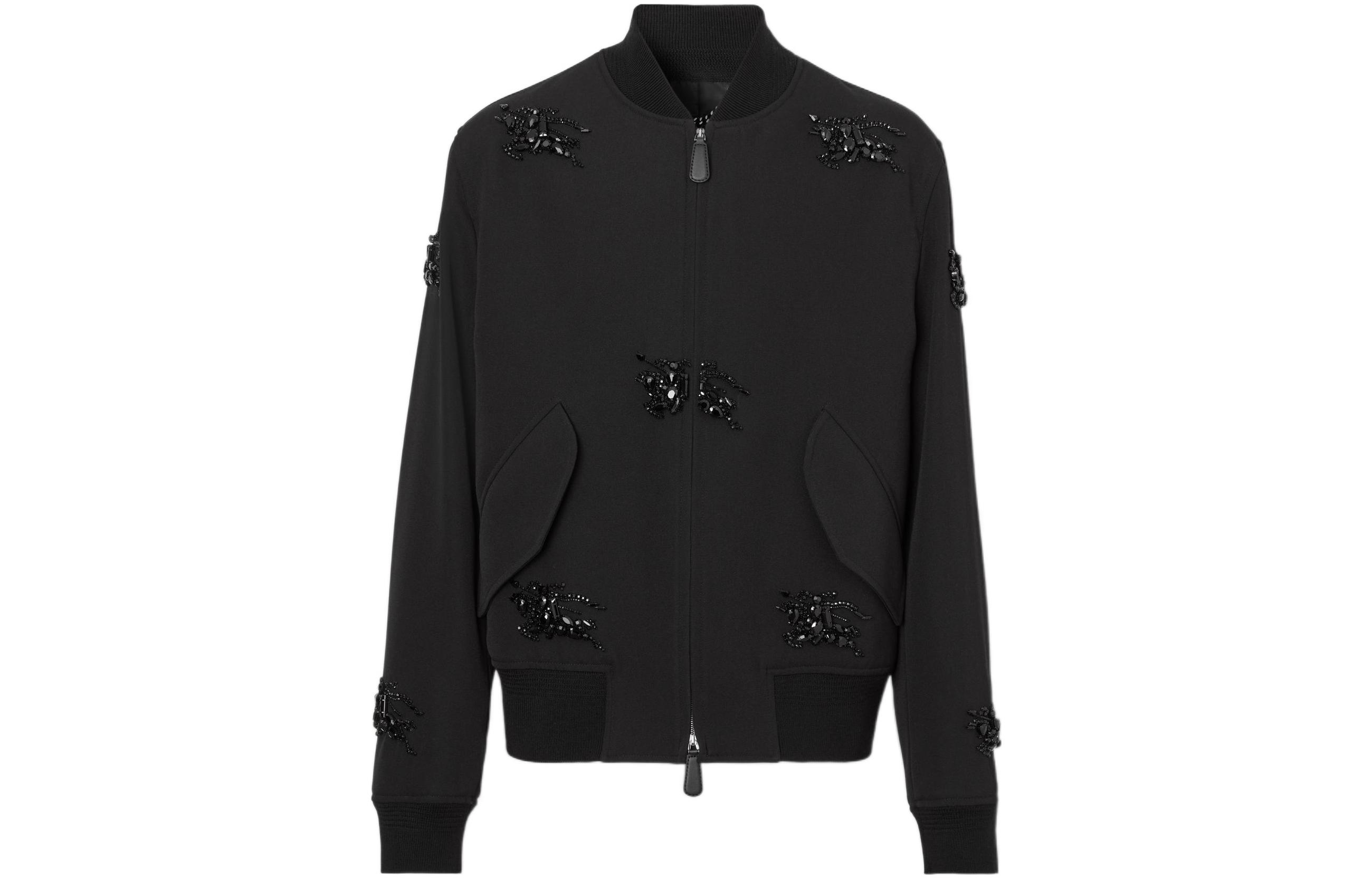Burberry SS23 Crystal Equestrian Zipper Jacket Black Menswear 80641071