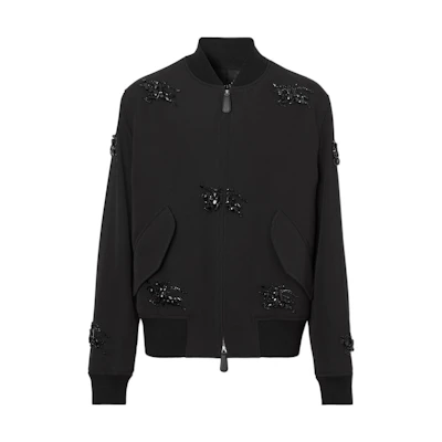 Burberry SS23 Crystal Equestrian Zipper Jacket Black Menswear 80641071