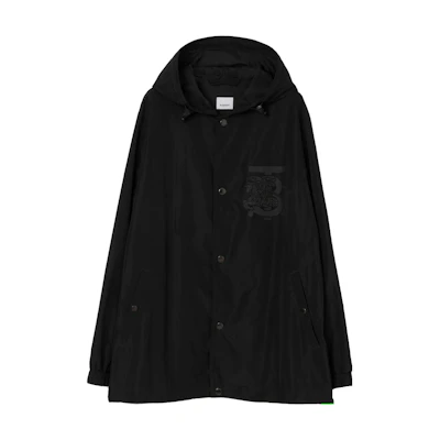 Burberry SS23 Equestrian Knight Logo Print Hooded Jacket Black 80697431