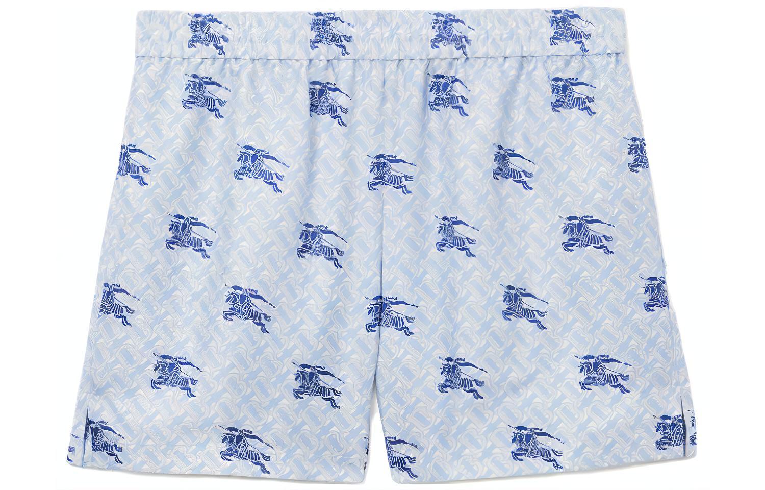Burberry SS23 Equestrian Logo Print Relaxed Fit Shorts Blue . 80720761