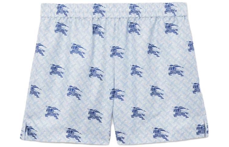 Order バーバリー SS23 エクエストリアンロゴプリント リラックスショーツ ブルー 80720761