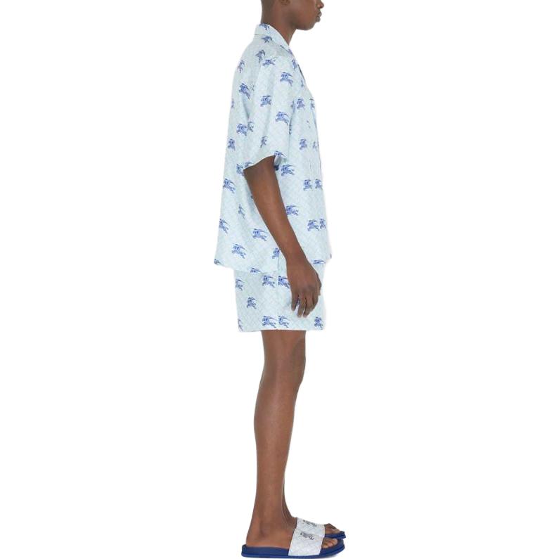 Purchase バーバリー SS23 エクエストリアンロゴプリント リラックスショーツ ブルー 80720761