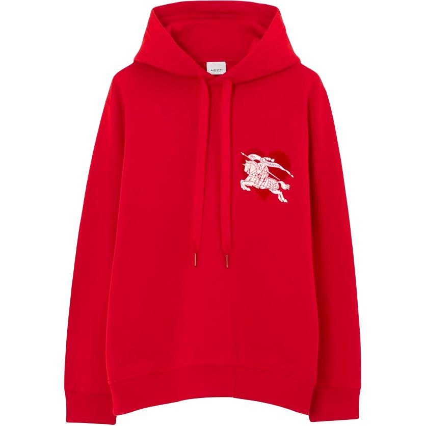 Burberry SS23 Heart Equestrian Knight Logo Red Pullover Hoodie Men 80728431