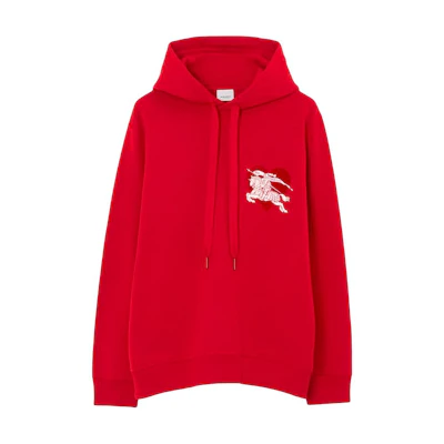 Burberry SS23 Heart Equestrian Knight Logo Red Pullover Hoodie Men 80728431