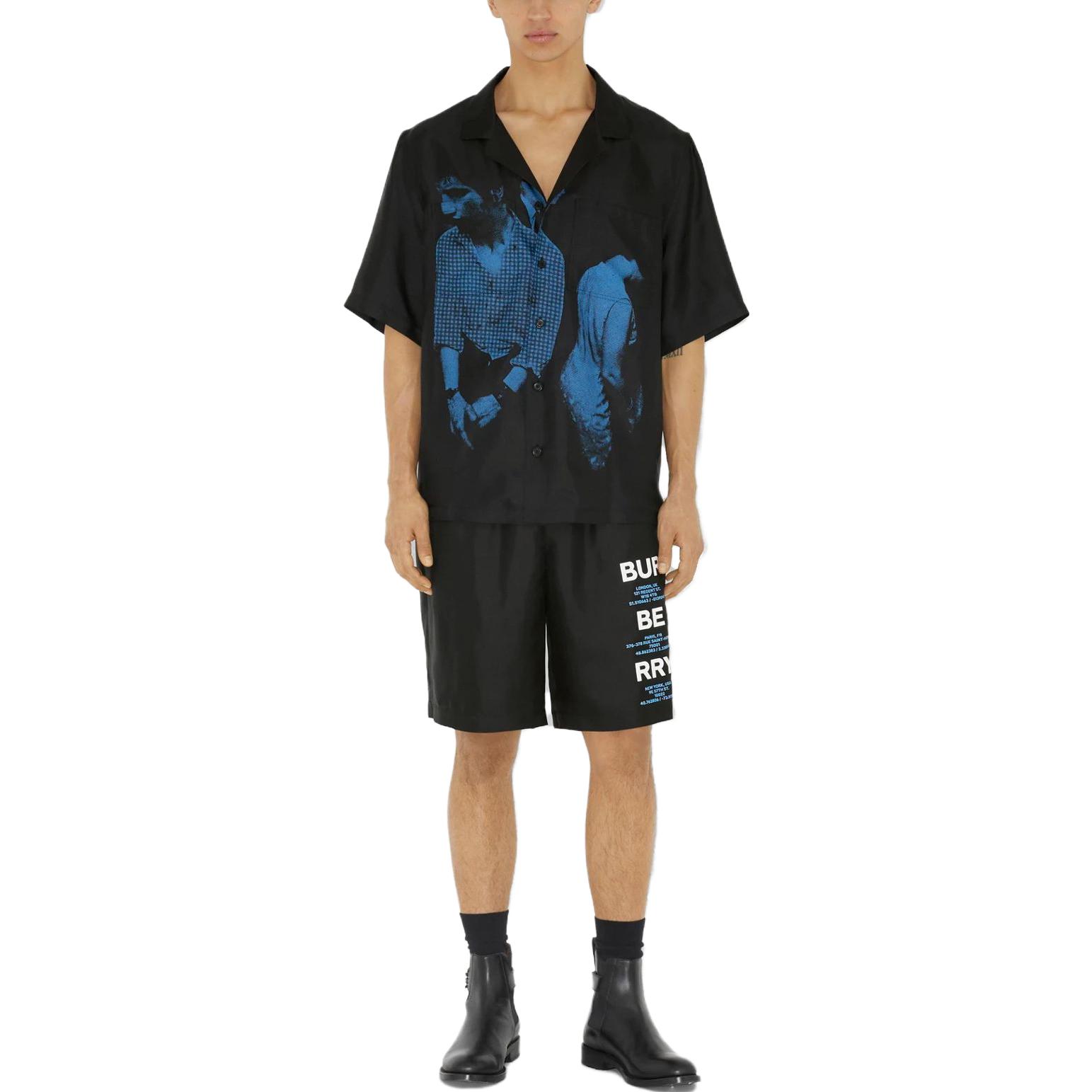 Lookbook Burberry SS23 字母印花直筒休閒短褲 黑色 80721341