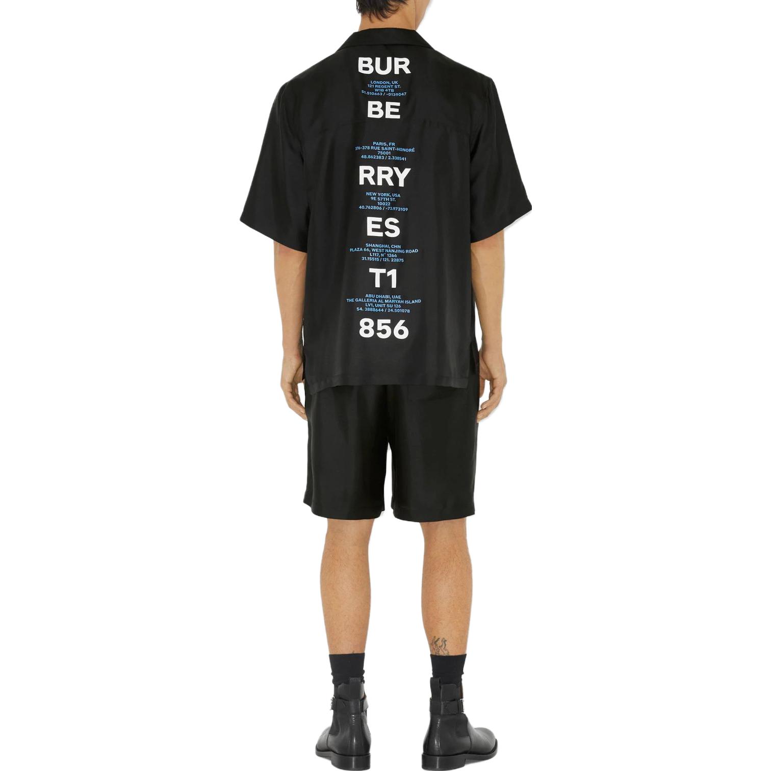 Shop Burberry SS23 字母印花直筒休閒短褲 黑色 80721341