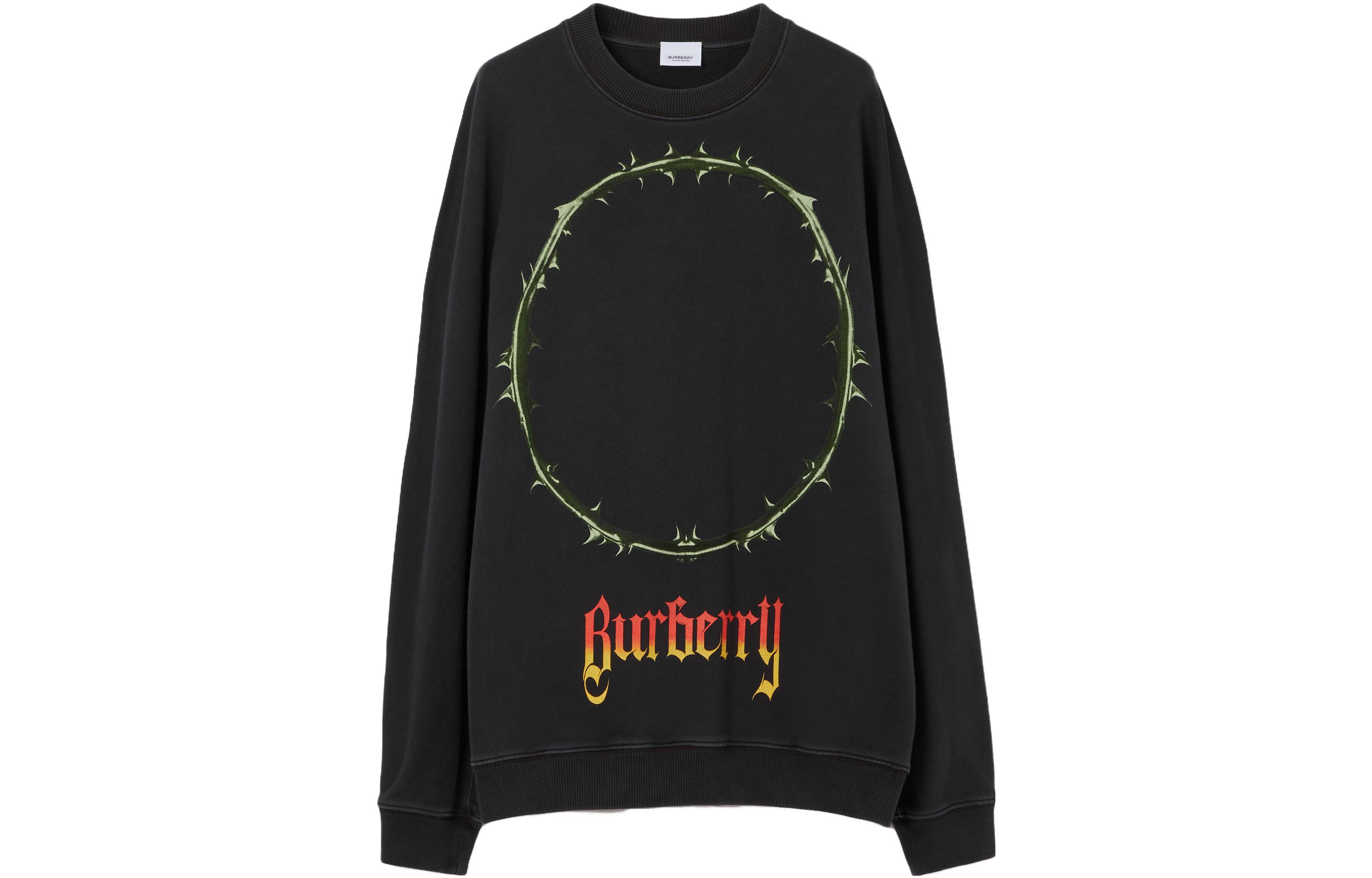 Burberry SS23 Letter Logo Print Crewneck Long Sleeve Sweatshirt Black Mens 80701491