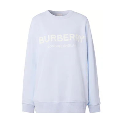 Burberry SS23 Light Blue Letter Logo Crewneck Long Sleeve Sweatshirt Mens. 8038548