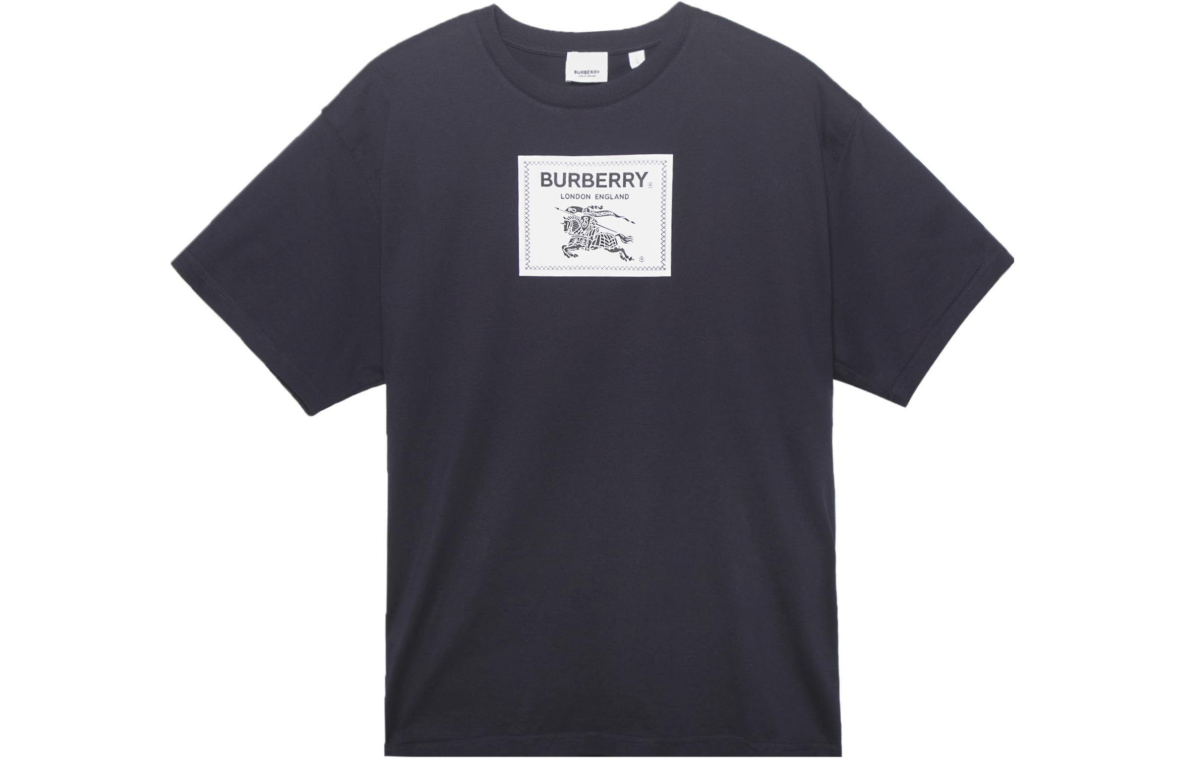 Burberry SS23 Logo Applique Navy Blue Crewneck Short Sleeve T-Shirt for Men. 80688011
