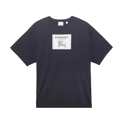 Burberry SS23 Logo Applique Navy Blue Crewneck Short Sleeve T-Shirt for Men. 80688011