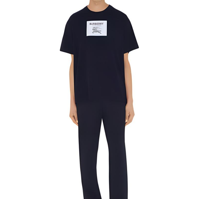 Burberry SS23 Logo Applique Navy Blue Crewneck Short Sleeve T-Shirt for Men. 80688011 圖 4
