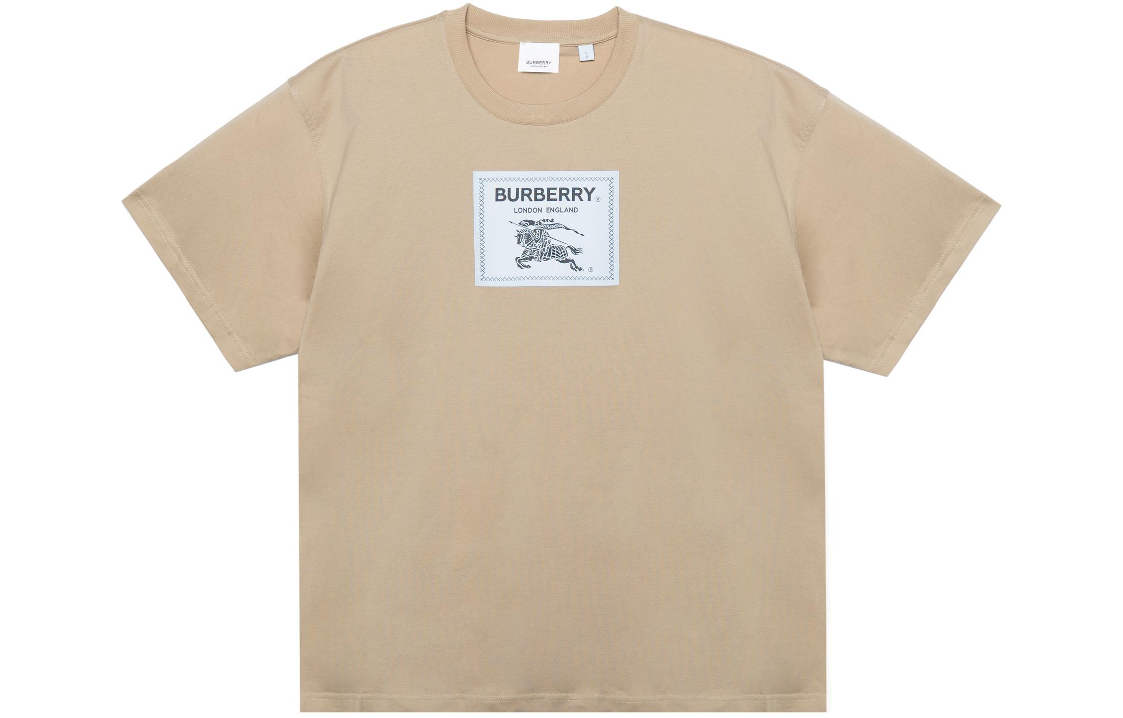 Burberry SS23 Logo Patch Crewneck Pullover T-Shirt Men’s Khaki. 80685001