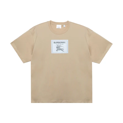Burberry SS23 Logo Patch Crewneck Pullover T-Shirt Men’s Khaki. 80685001