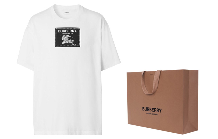 Lookbook 博柏利 SS23 Logo Patch 白色短袖圆领T恤 80643971