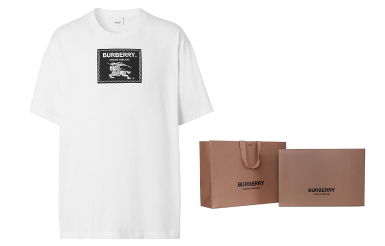 Shop 博柏利 SS23 Logo Patch 白色短袖圆领T恤 80643971