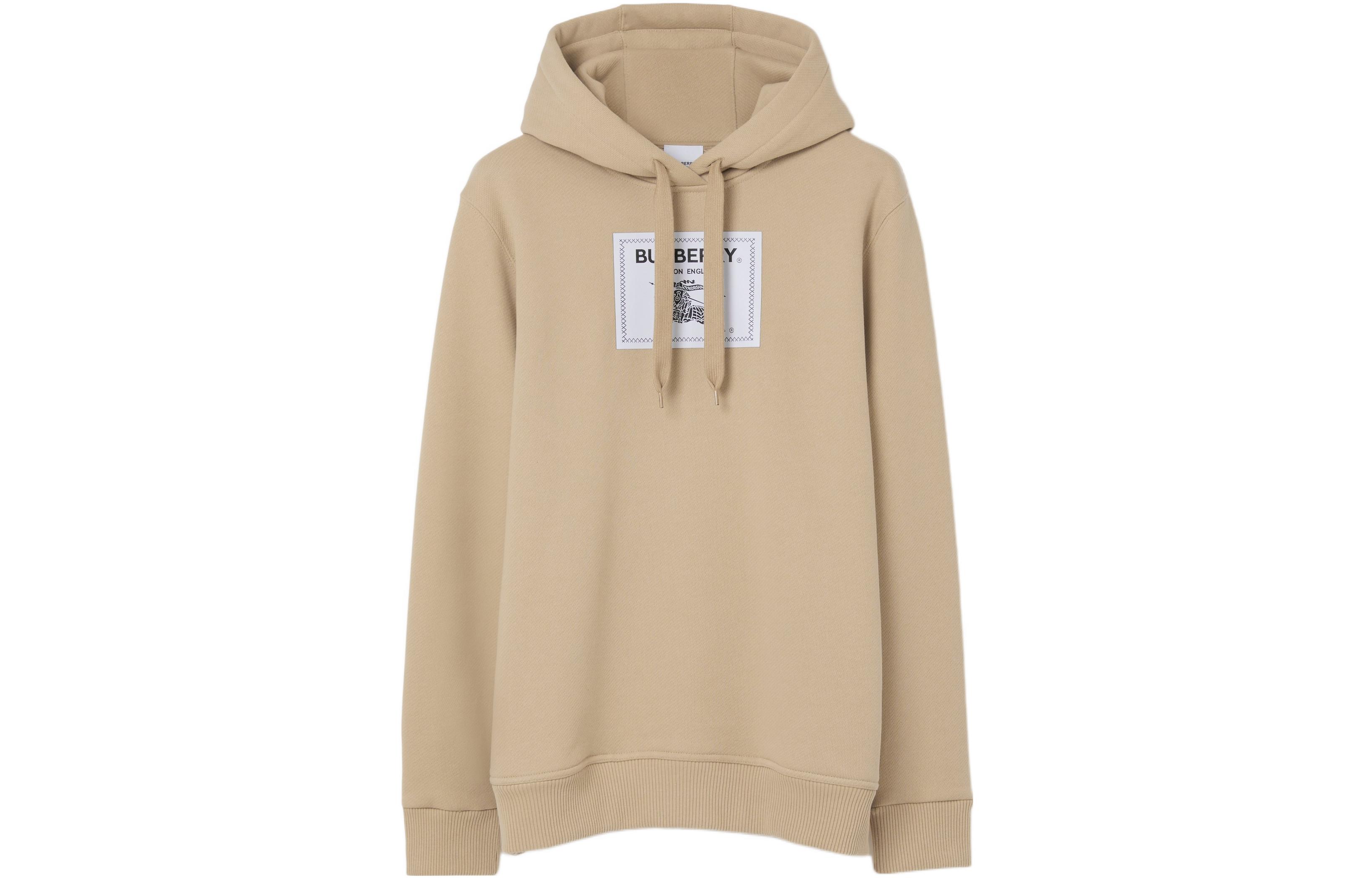 Burberry SS23 Logo Patch Pullover Hoodie  - Khaki Color. 80684641