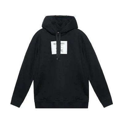 Burberry SS23 Logo Patch Pullover Hoodie Black - Fashion. 80651881