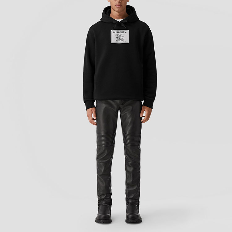 Shop Burberry SS23 Logo Patch Pullover Hoodie Black -  Fashion. 80651881