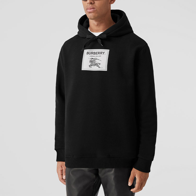 Details for Burberry SS23 Logo Patch Pullover Hoodie Black -  Fashion. 80651881