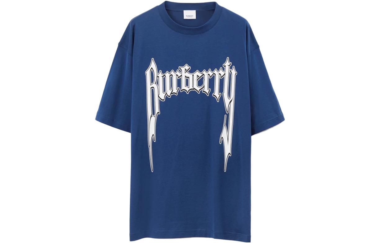 Burberry SS23 Logo Print Crewneck T-Shirt Navy Blue -  Fashion Casual Tee 80701361