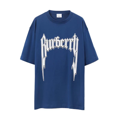 Burberry SS23 Logo Print Crewneck T-Shirt Navy Blue - Fashion Casual Tee 80701361