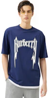 Shop Burberry SS23 Logo Print Crewneck T-Shirt Navy Blue - Fashion Casual Tee 80701361