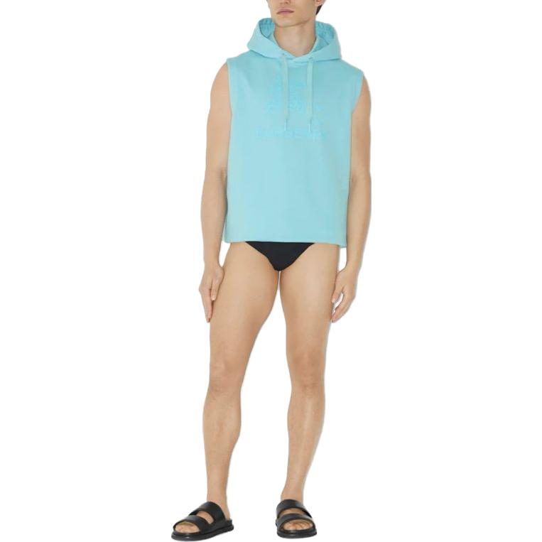 Lookbook 버버리 SS23 로고 프린트 드로스트링 후디 블루 패션 80714371