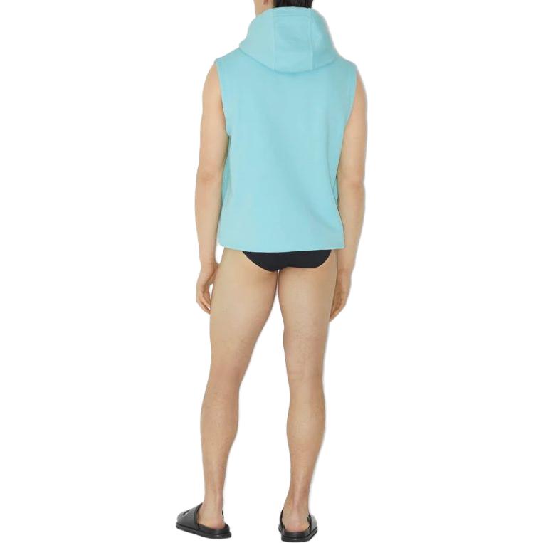 Shop 버버리 SS23 로고 프린트 드로스트링 후디 블루 패션 80714371