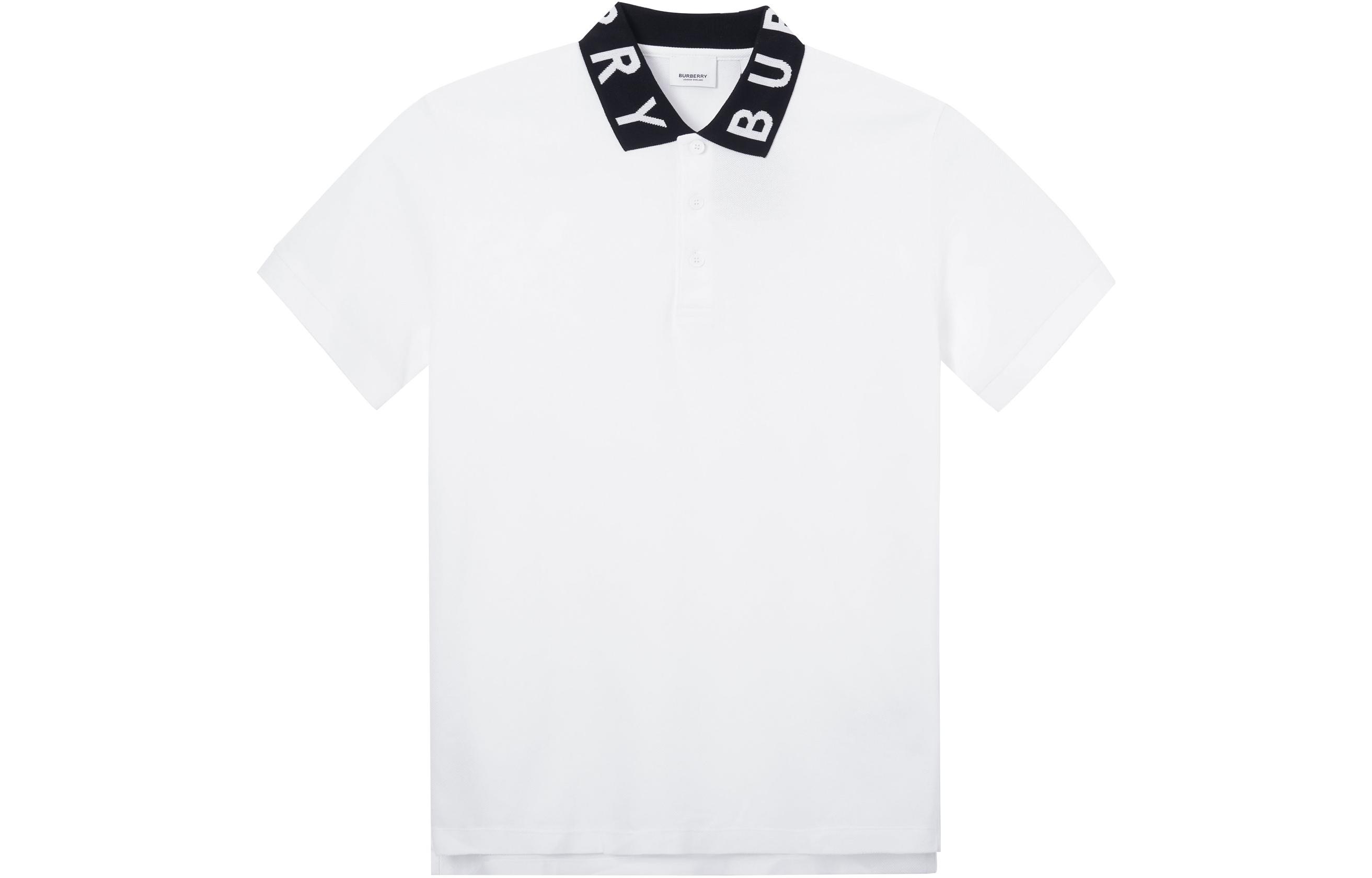Burberry SS23 Logo Print Short Sleeve Polo Shirt  White. 80675371