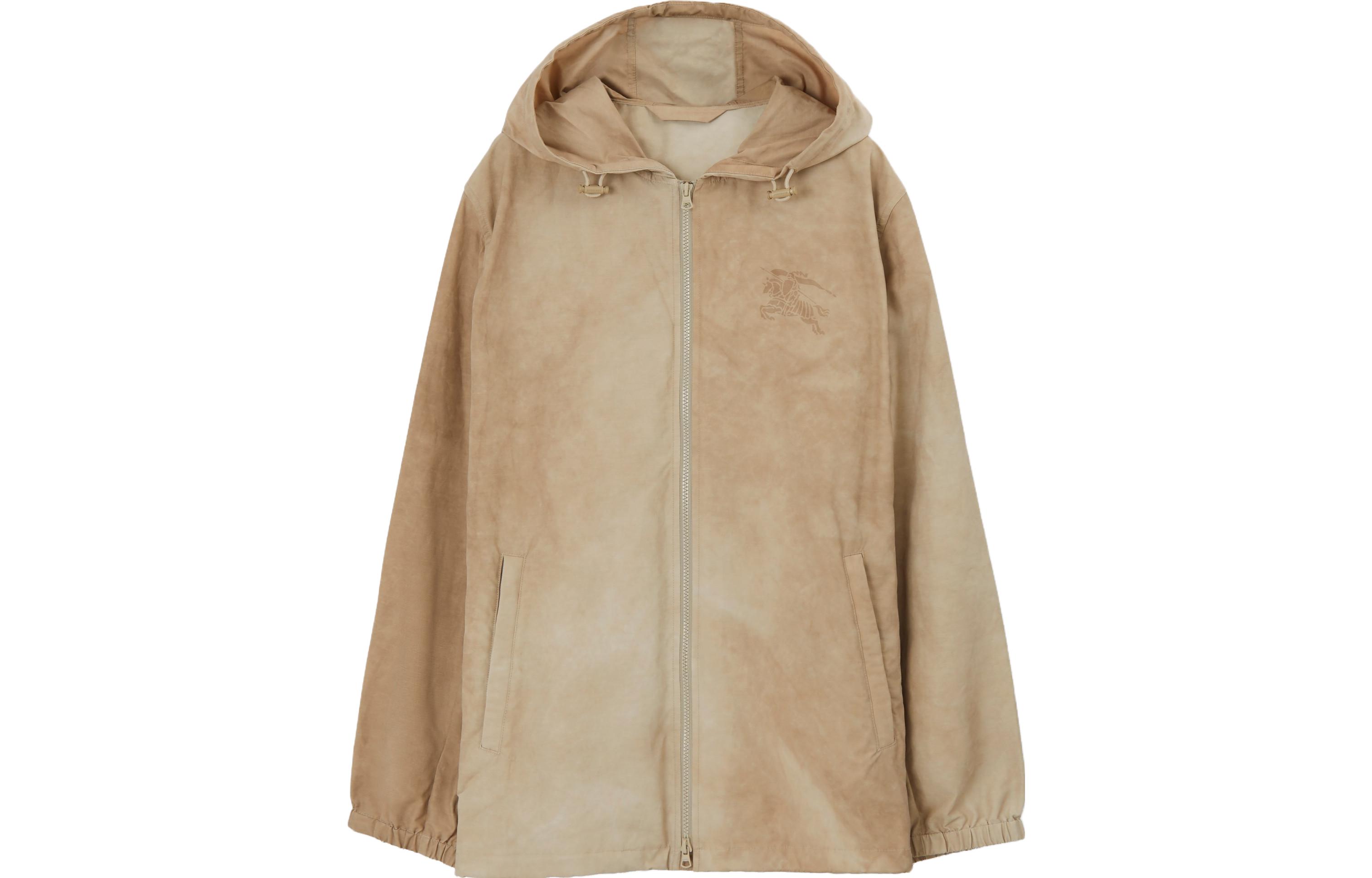 Burberry SS23 Loose Fit Zip-Up Hoodie Jacket  - Tan Brown 80716051